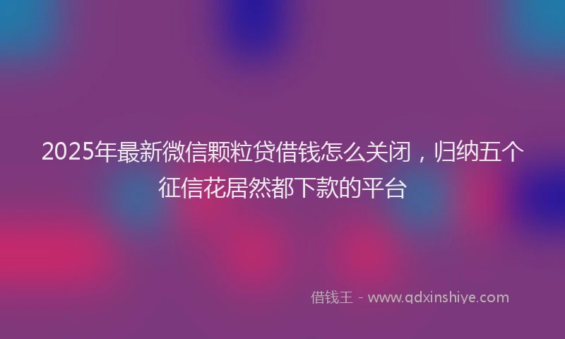 2025年最新微信颗粒贷借钱怎么关闭，归纳五个征信花居然都下款的平台
