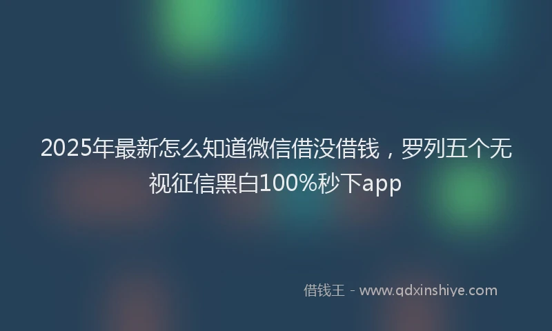 2025年最新怎么知道微信借没借钱，罗列五个无视征信黑白100%秒下app