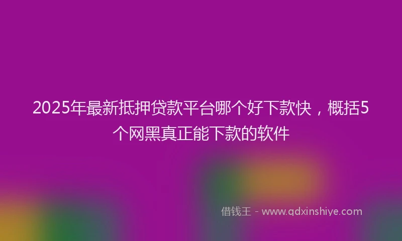 2025年最新抵押贷款平台哪个好下款快，概括5个网黑真正能下款的软件