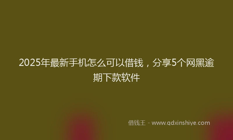 2025年最新手机怎么可以借钱，分享5个网黑逾期下款软件