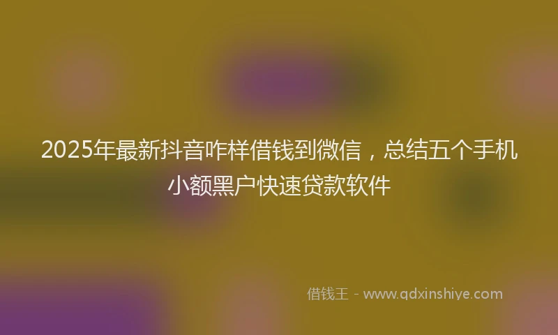 2025年最新抖音咋样借钱到微信，总结五个手机小额黑户快速贷款软件