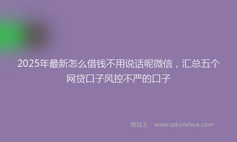 2025年最新怎么借钱不用说话呢微信，汇总五个网贷口子风控不严的口子