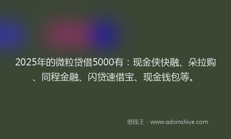 2025年的微粒贷借5000有：现金侠快融、朵拉购、同程金融、闪贷速借宝、现金钱包等。