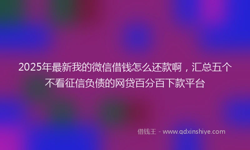 2025年最新我的微信借钱怎么还款啊，汇总五个不看征信负债的网贷百分百下款平台