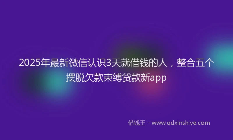 2025年最新微信认识3天就借钱的人，整合五个摆脱欠款束缚贷款新app
