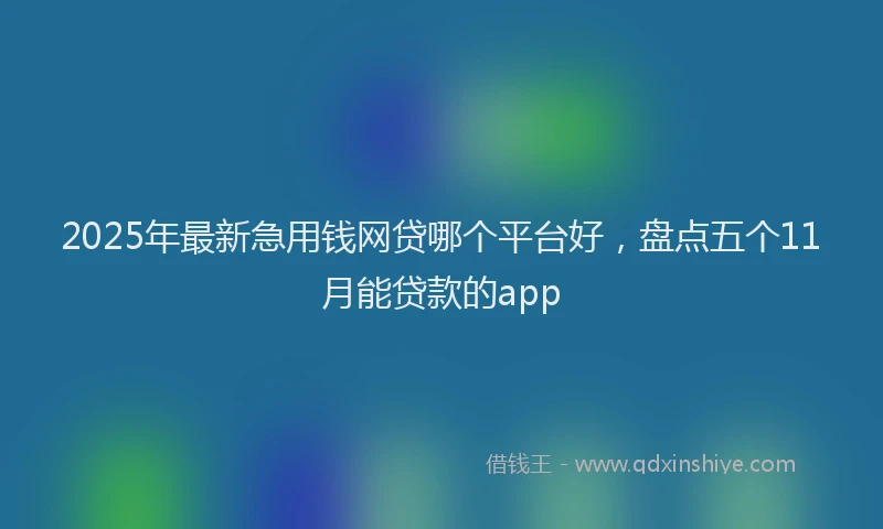 2025年最新急用钱网贷哪个平台好，盘点五个11月能贷款的app