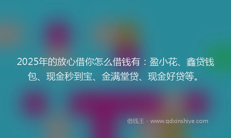 2025年的放心借你怎么借钱有：盈小花、鑫贷钱包、现金秒到宝、金满堂贷、现金好贷等。