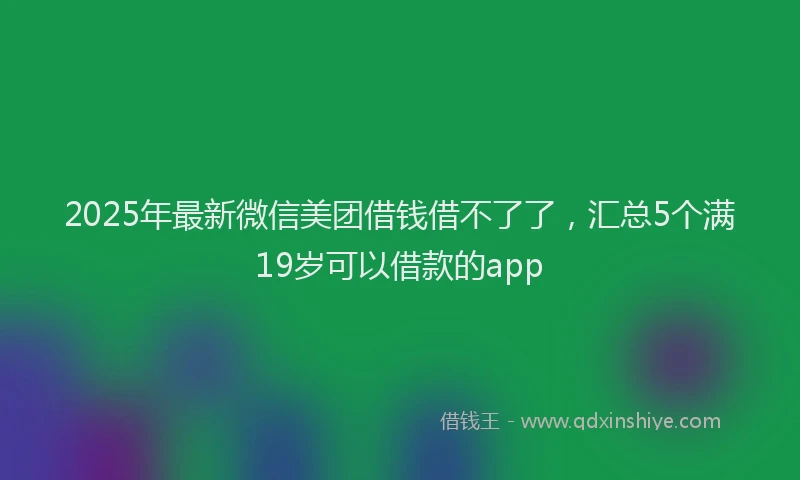 2025年最新微信美团借钱借不了了，汇总5个满19岁可以借款的app