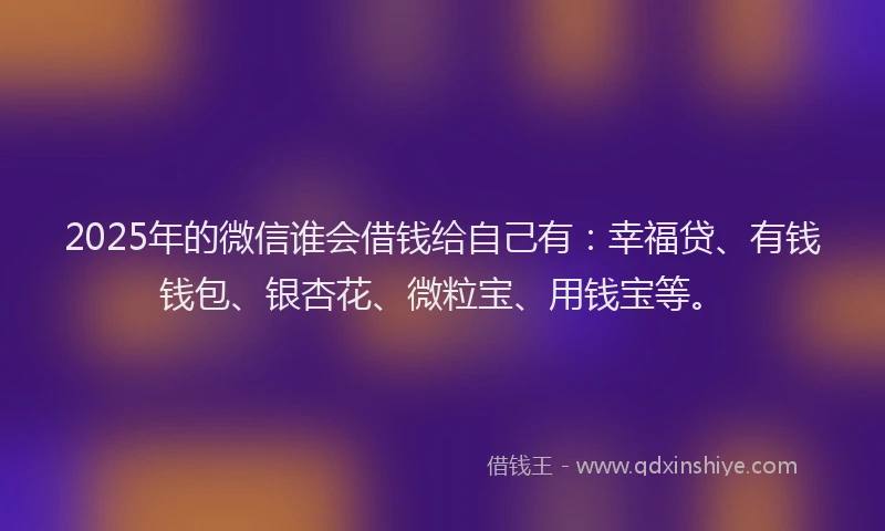 2025年的微信谁会借钱给自己有：幸福贷、有钱钱包、银杏花、微粒宝、用钱宝等。