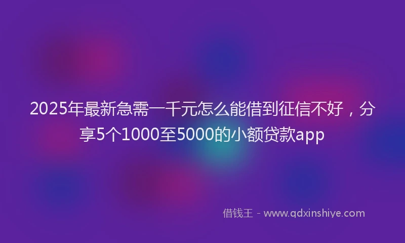 2025年最新急需一千元怎么能借到征信不好，分享5个1000至5000的小额贷款app