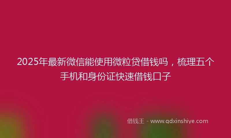 2025年最新微信能使用微粒贷借钱吗，梳理五个手机和身份证快速借钱口子