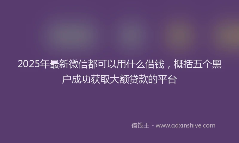 2025年最新微信都可以用什么借钱，概括五个黑户成功获取大额贷款的平台