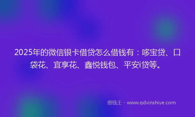 2025年的微信银卡借贷怎么借钱有：哆宝贷、口袋花、宜享花、鑫悦钱包、平安i贷等。
