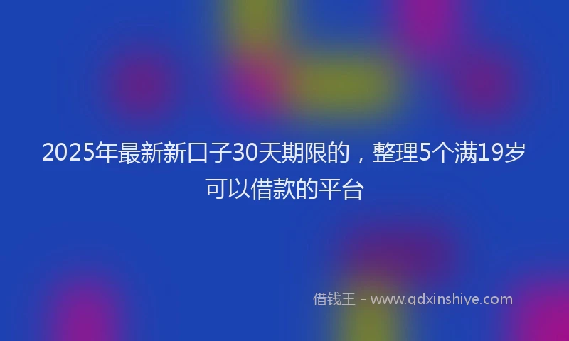 2025年最新新口子30天期限的，整理5个满19岁可以借款的平台