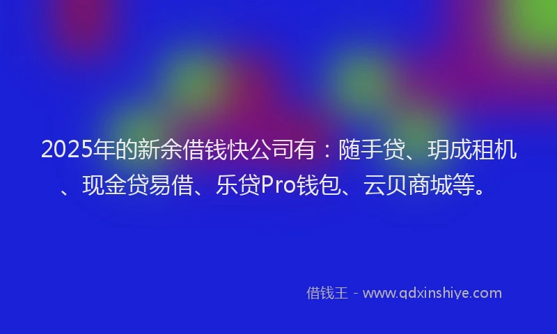 2025年的新余借钱快公司有：随手贷、玥成租机、现金贷易借、乐贷Pro钱包、云贝商城等。