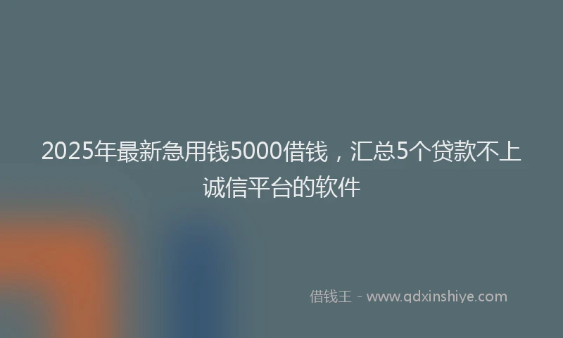 2025年最新急用钱5000借钱，汇总5个贷款不上诚信平台的软件