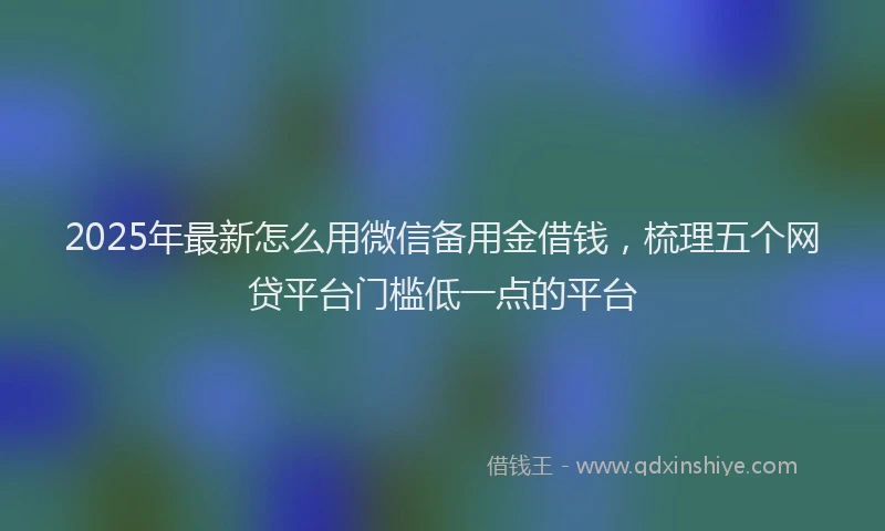 2025年最新怎么用微信备用金借钱，梳理五个网贷平台门槛低一点的平台