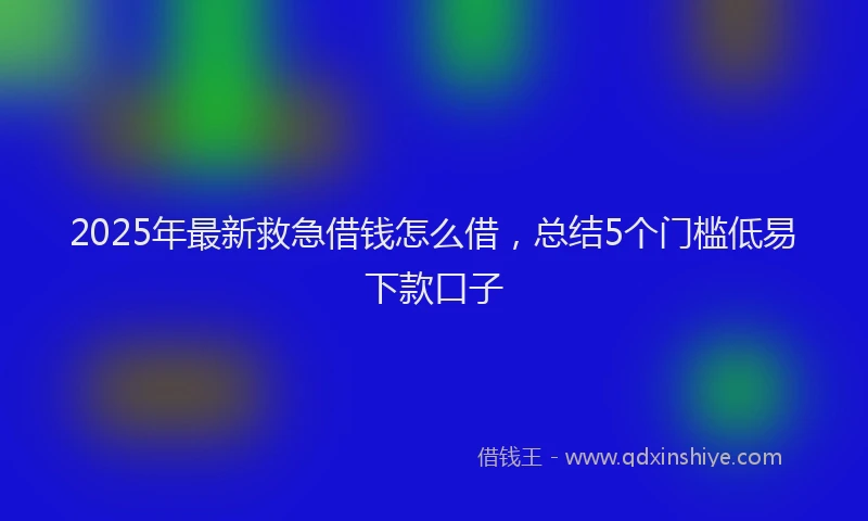 2025年最新救急借钱怎么借，总结5个门槛低易下款口子