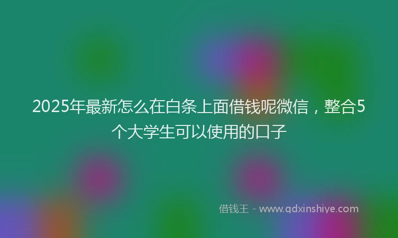 2025年最新怎么在白条上面借钱呢微信，整合5个大学生可以使用的口子