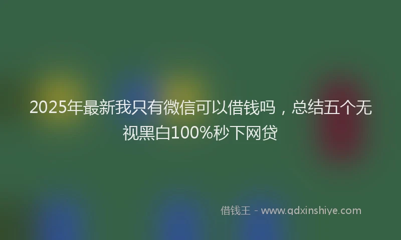 2025年最新我只有微信可以借钱吗，总结五个无视黑白100%秒下网贷