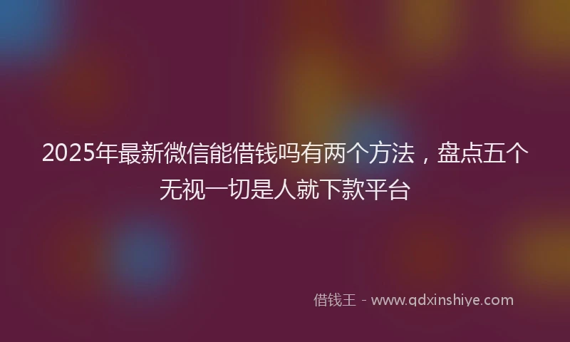 2025年最新微信能借钱吗有两个方法，盘点五个无视一切是人就下款平台