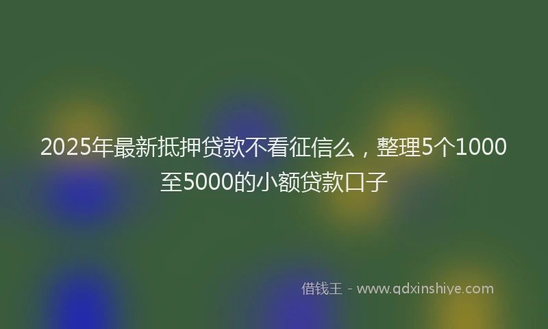 2025年最新抵押贷款不看征信么，整理5个1000至5000的小额贷款口子