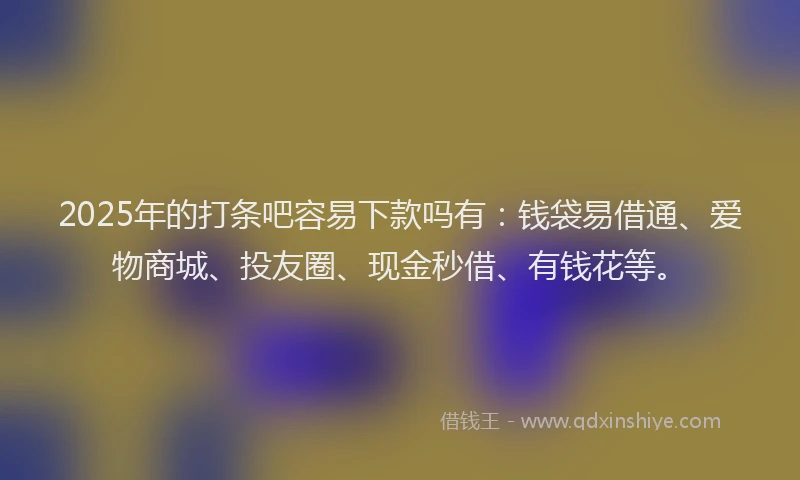 2025年的打条吧容易下款吗有：钱袋易借通、爱物商城、投友圈、现金秒借、有钱花等。