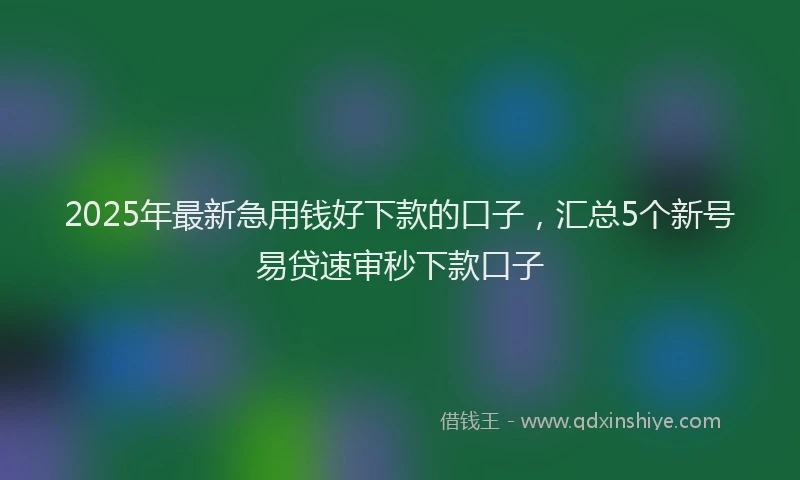 2025年最新急用钱好下款的口子，汇总5个新号易贷速审秒下款口子