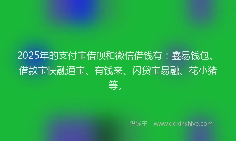 2025年的支付宝借呗和微信借钱有：鑫易钱包、借款宝快融通宝、有钱来、闪贷宝易融、花小猪等。