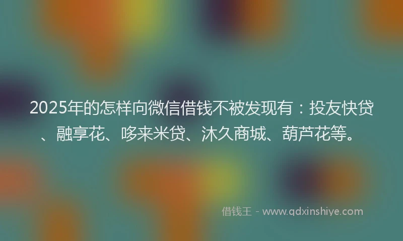 2025年的怎样向微信借钱不被发现有：投友快贷、融享花、哆来米贷、沐久商城、葫芦花等。