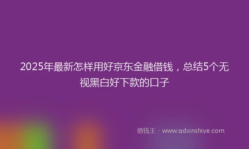 2025年最新怎样用好京东金融借钱，总结5个无视黑白好下款的口子