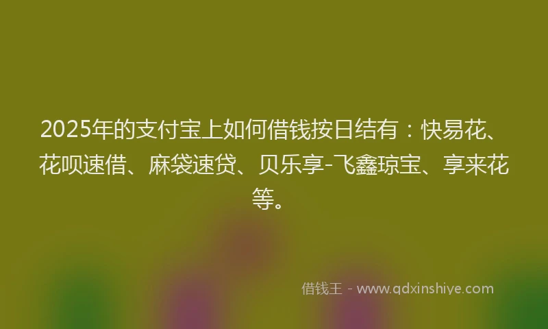 2025年的支付宝上如何借钱按日结有：快易花、花呗速借、麻袋速贷、贝乐享-飞鑫琼宝、享来花等。