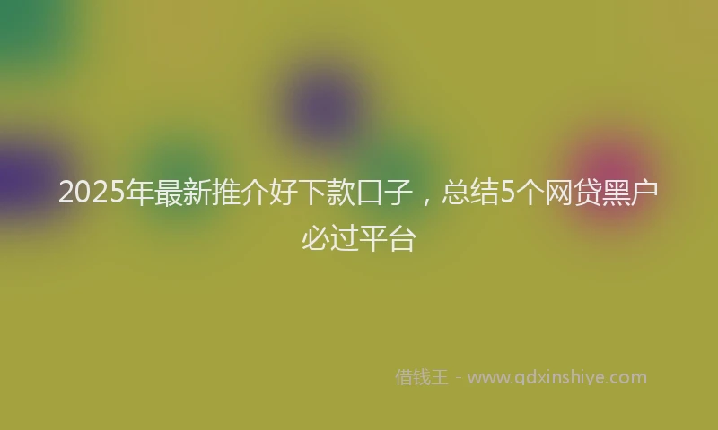 2025年最新推介好下款口子，总结5个网贷黑户必过平台