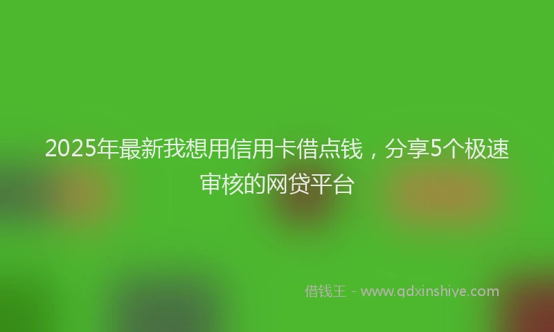 2025年最新我想用信用卡借点钱，分享5个极速审核的网贷平台