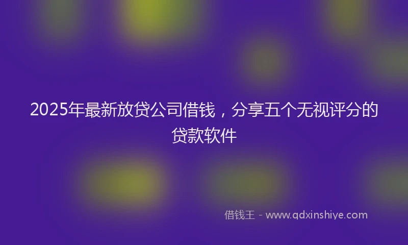 2025年最新放贷公司借钱，分享五个无视评分的贷款软件