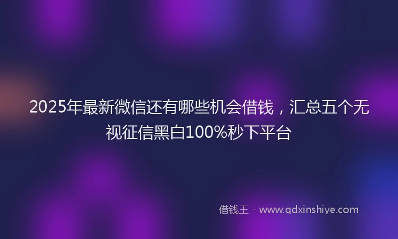 2025年最新微信还有哪些机会借钱，汇总五个无视征信黑白100%秒下平台