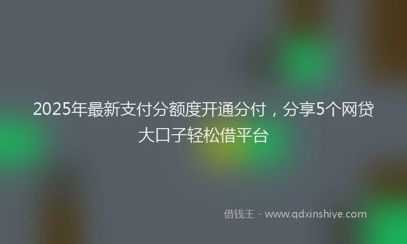 2025年最新支付分额度开通分付，分享5个网贷大口子轻松借平台