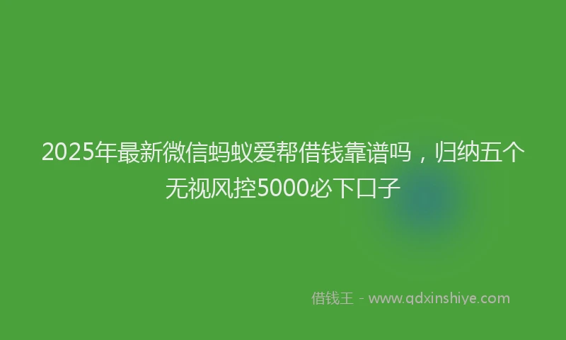 2025年最新微信蚂蚁爱帮借钱靠谱吗，归纳五个无视风控5000必下口子