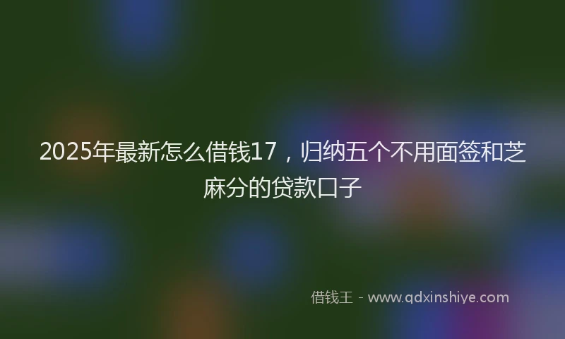 2025年最新怎么借钱17，归纳五个不用面签和芝麻分的贷款口子