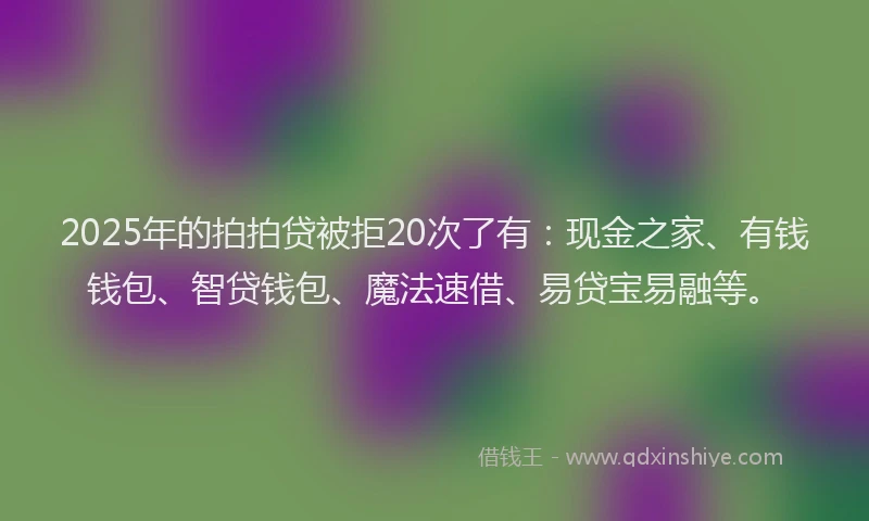2025年的拍拍贷被拒20次了有：现金之家、有钱钱包、智贷钱包、魔法速借、易贷宝易融等。