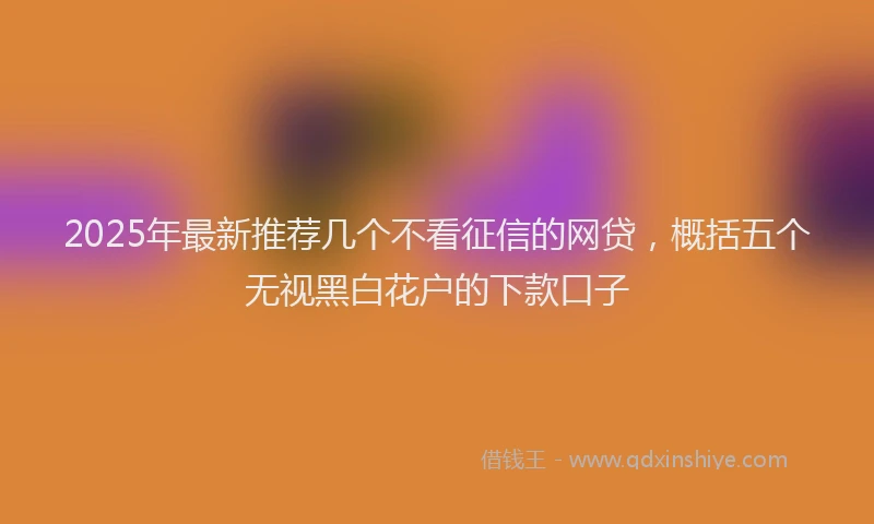 2025年最新推荐几个不看征信的网贷，概括五个无视黑白花户的下款口子