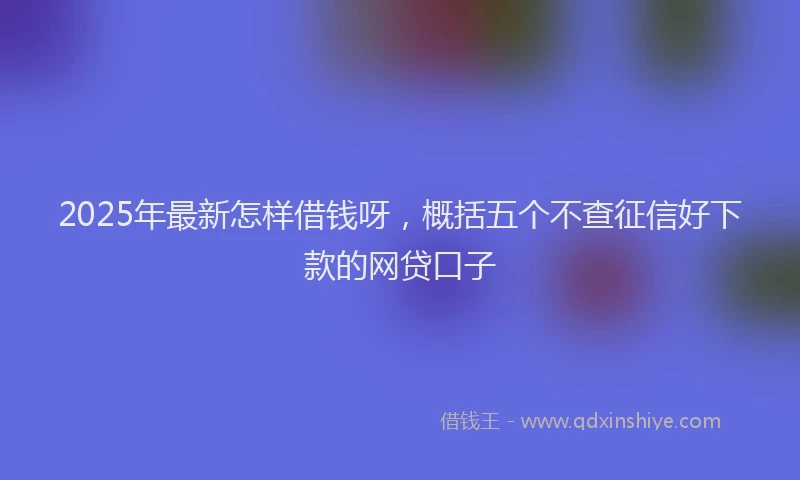 2025年最新怎样借钱呀，概括五个不查征信好下款的网贷口子