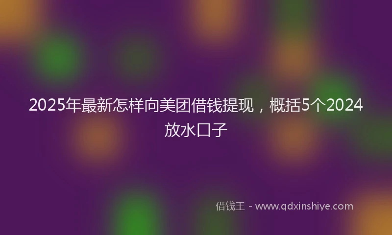 2025年最新怎样向美团借钱提现，概括5个2024放水口子