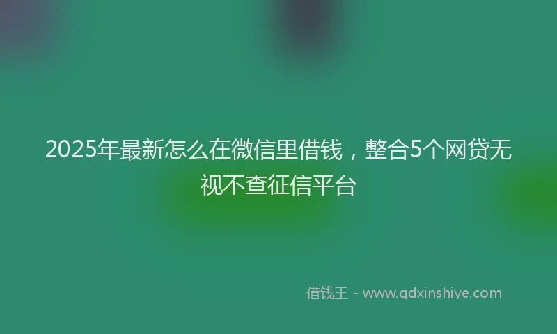 2025年最新怎么在微信里借钱，整合5个网贷无视不查征信平台