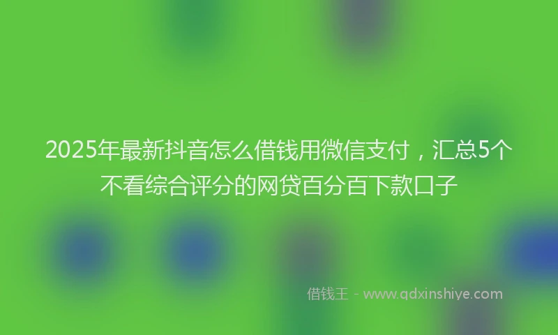 2025年最新抖音怎么借钱用微信支付，汇总5个不看综合评分的网贷百分百下款口子
