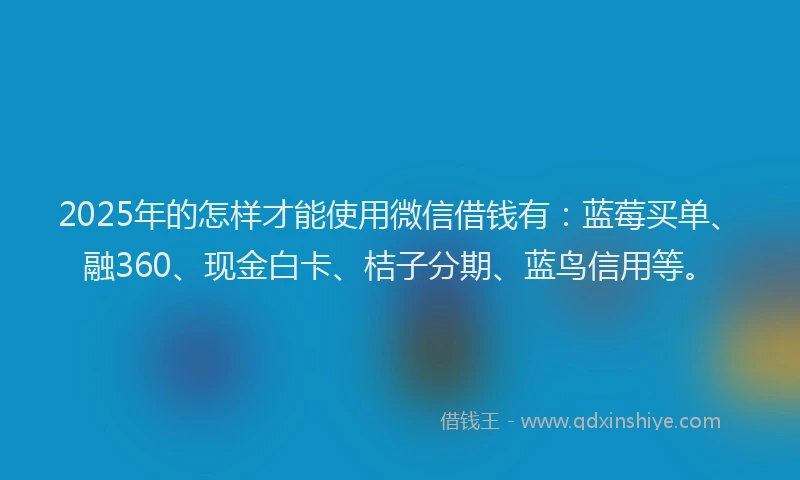 2025年的怎样才能使用微信借钱有：蓝莓买单、融360、现金白卡、桔子分期、蓝鸟信用等。