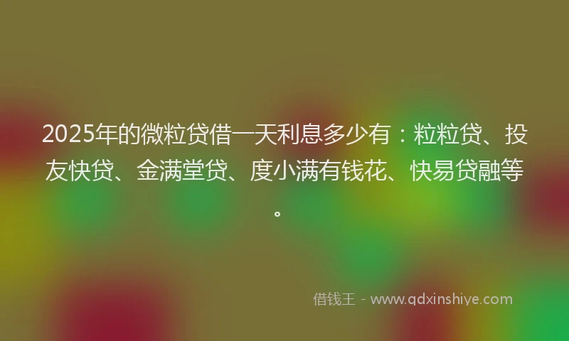 2025年的微粒贷借一天利息多少有：粒粒贷、投友快贷、金满堂贷、度小满有钱花、快易贷融等。