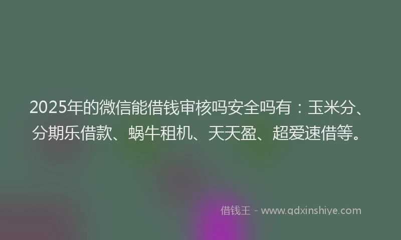 2025年的微信能借钱审核吗安全吗有：玉米分、分期乐借款、蜗牛租机、天天盈、超爱速借等。