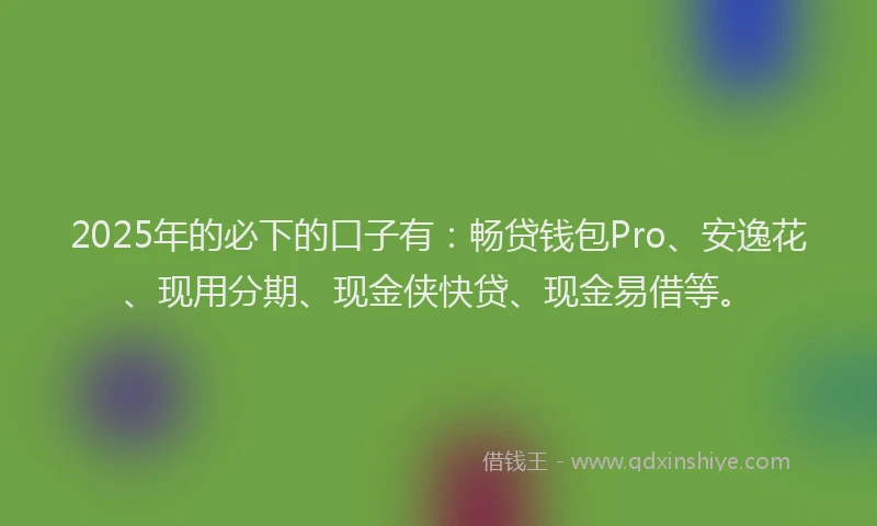 2025年的必下的口子有：畅贷钱包Pro、安逸花、现用分期、现金侠快贷、现金易借等。