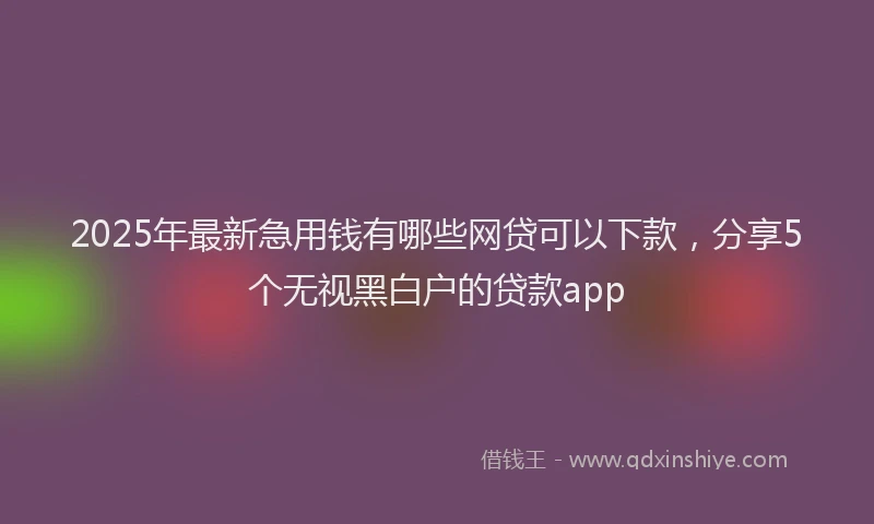 2025年最新急用钱有哪些网贷可以下款，分享5个无视黑白户的贷款app
